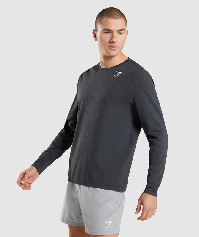 Gymshark Arrival Seamless Long Sleeve T-Shirt Long Sleeve Top Zwart | 21OSCAHQT