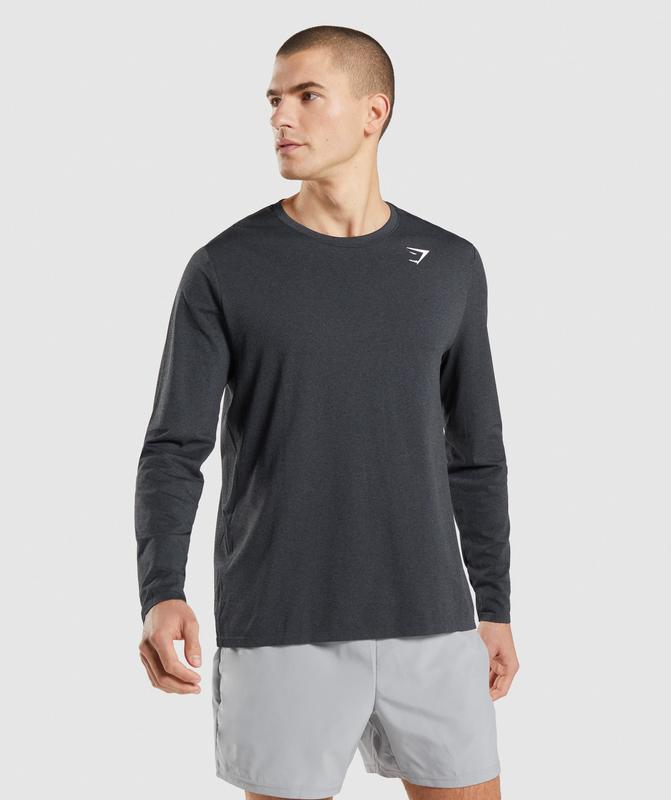 Gymshark Arrival Seamless Long Sleeve T-Shirt Long Sleeve Top Zwart | 21OSCAHQT