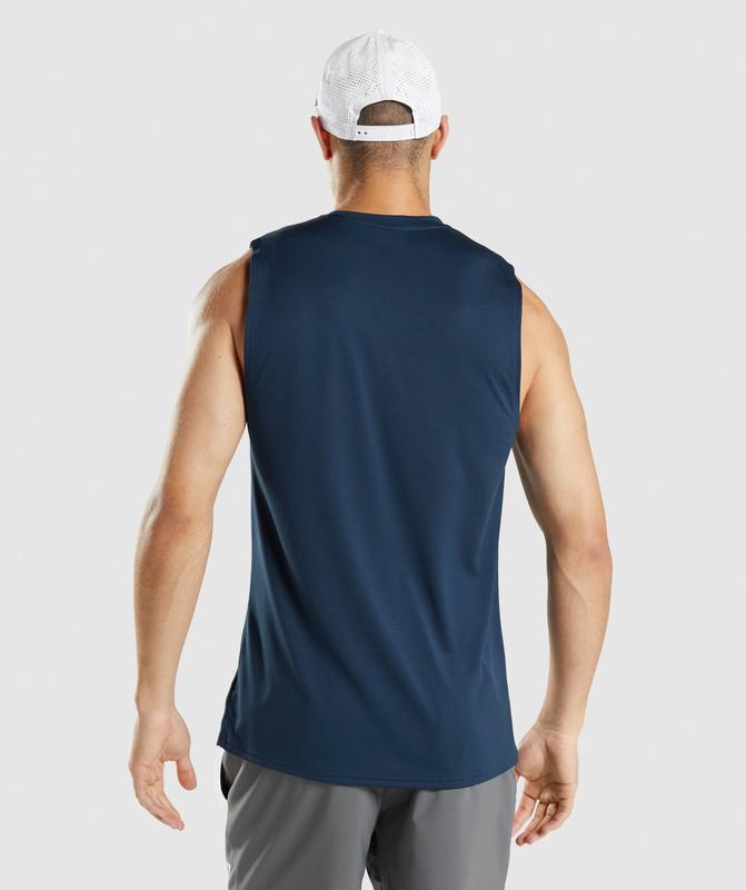 Gymshark Arrival Sleeveless T-Shirt Tanktop Donkerblauw | 21XGWDFNQ