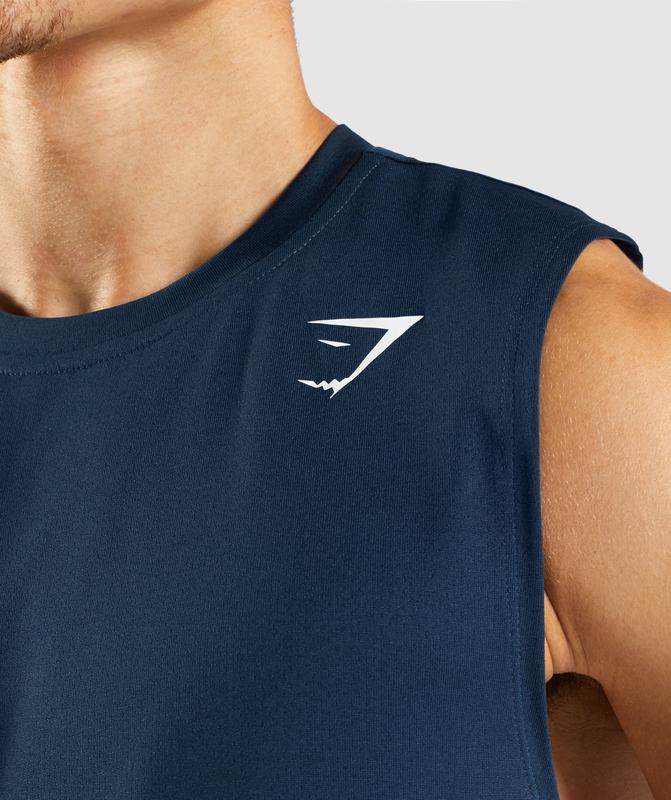 Gymshark Arrival Sleeveless T-Shirt Tanktop Donkerblauw | 21XGWDFNQ