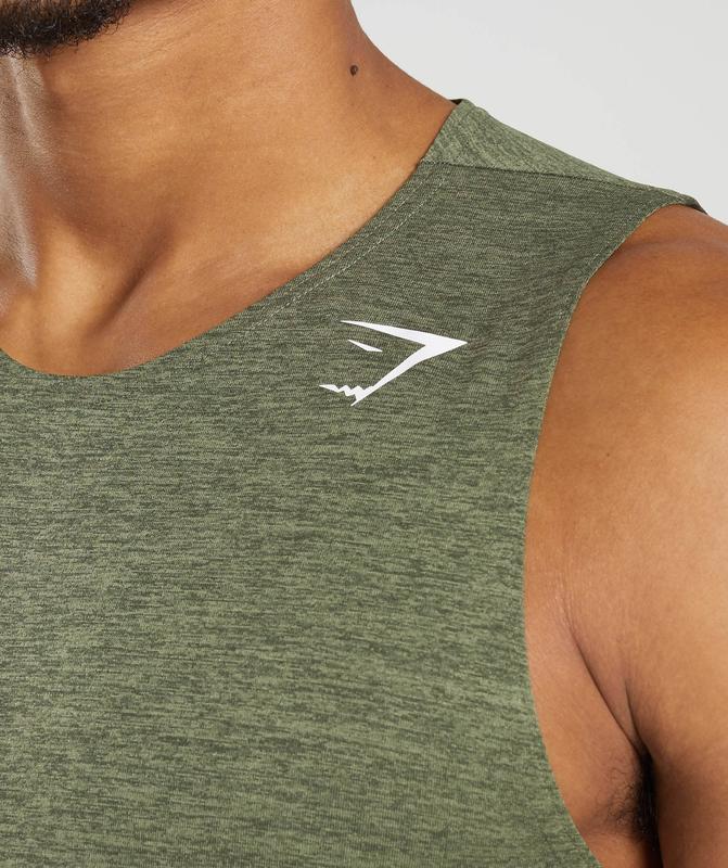 Gymshark Arrival Slim Marl Tank Tanktop Olijfgroen | 06WTOIPDZ