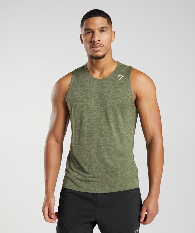 Gymshark Arrival Slim Marl Tank Tanktop Olijfgroen | 06WTOIPDZ