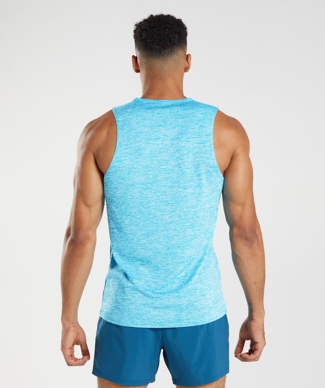 Gymshark Arrival Slim Marl Tank Tanktop Shark Blue/White Marl | 24ISXQTFA