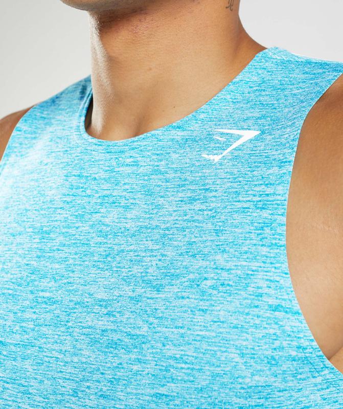 Gymshark Arrival Slim Marl Tank Tanktop Shark Blue/White Marl | 24ISXQTFA