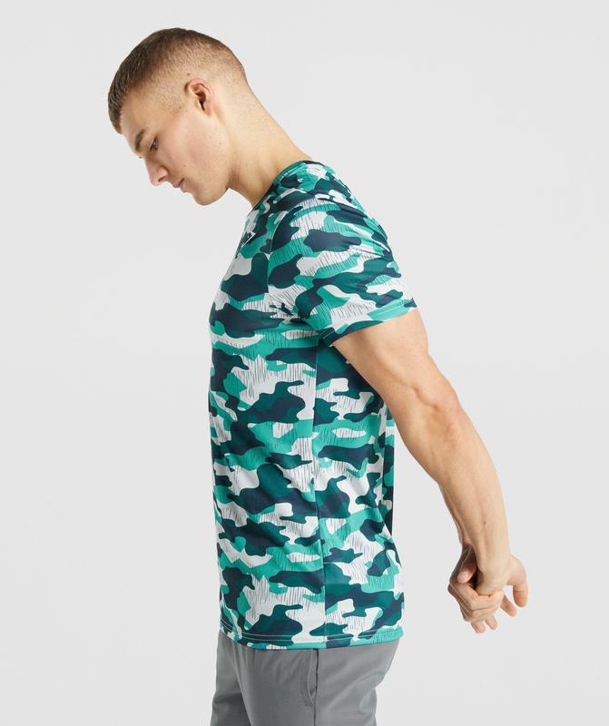 Gymshark Arrival T-Shirt T-Shirts Teal Print | 47BZAMODC