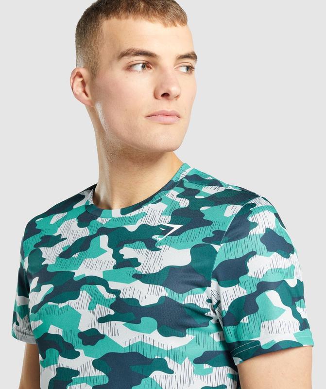 Gymshark Arrival T-Shirt T-Shirts Teal Print | 47BZAMODC