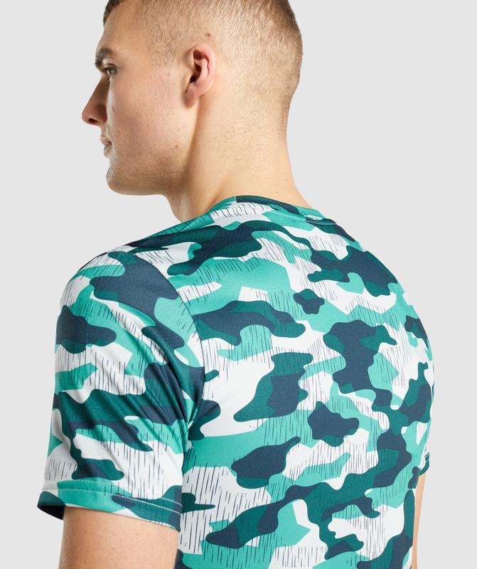 Gymshark Arrival T-Shirt T-Shirts Teal Print | 47BZAMODC