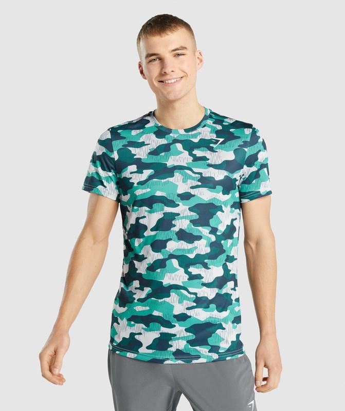 Gymshark Arrival T-Shirt T-Shirts Teal Print | 47BZAMODC