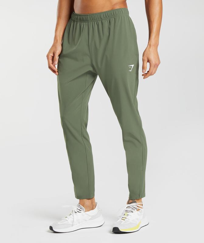 Gymshark Arrival Woven Joggers Joggingbroek Olijfgroen | 12TXKCYRE