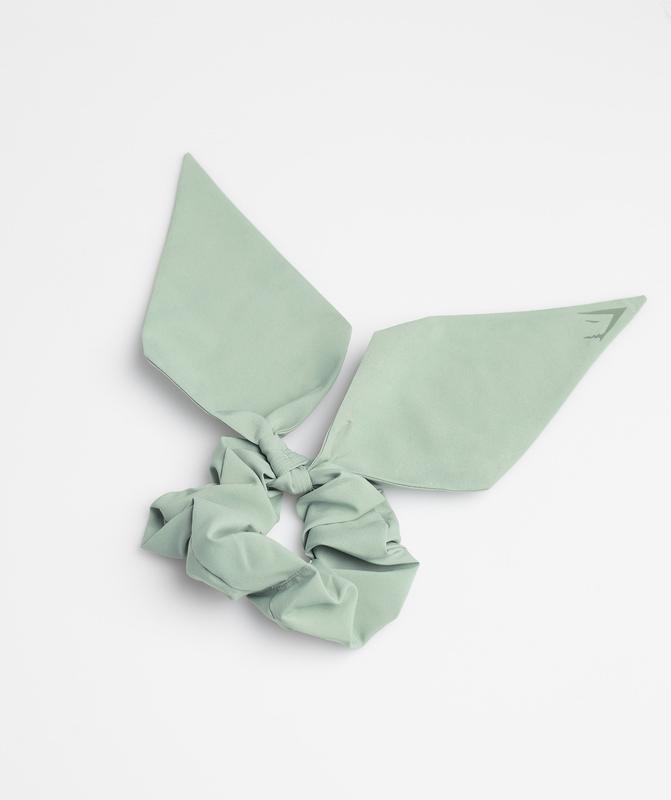 Gymshark Bow Scrunchie Haaraccessoires Groen | 02GJOLFPH