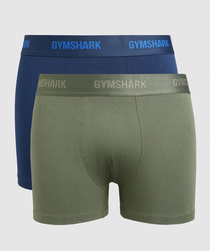 Gymshark Boxers 2pk Ondergoed Core Olive/Navy | 81TIGUVYL