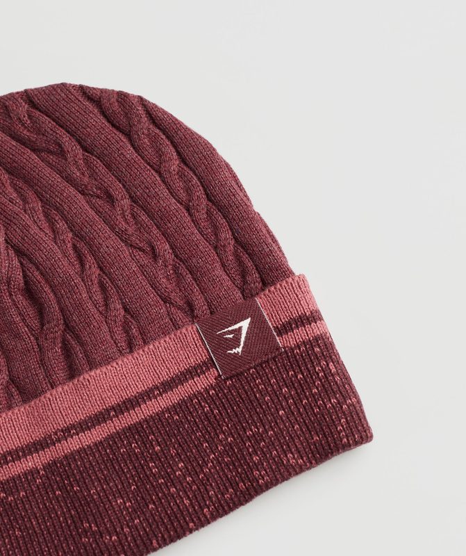 Gymshark Cable Beanie Beanies Bordeaux | 63HVXPMKA