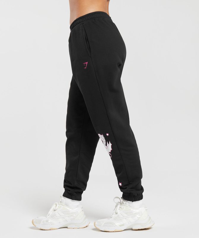 Gymshark Cherub Graphic Joggers Broek Zwart | 59ZVSQPBI