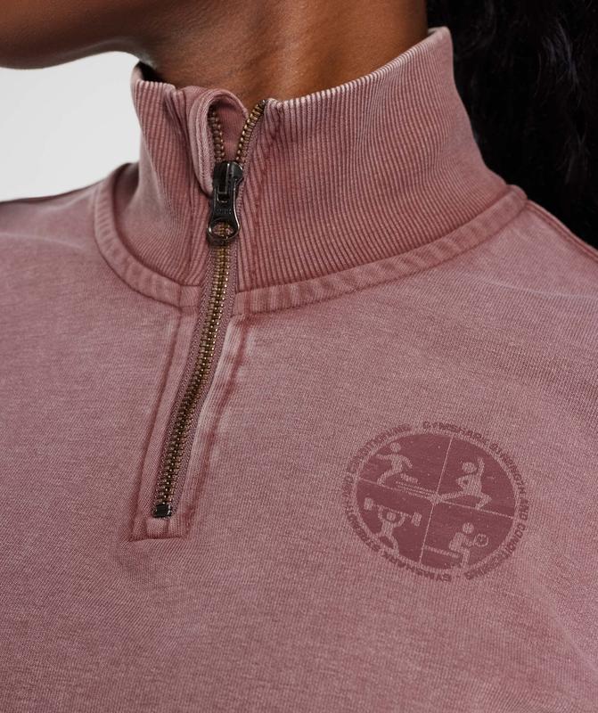 Gymshark Collegiate 1/4 Zip Pullovers Bordeaux | 75AZRGYXT