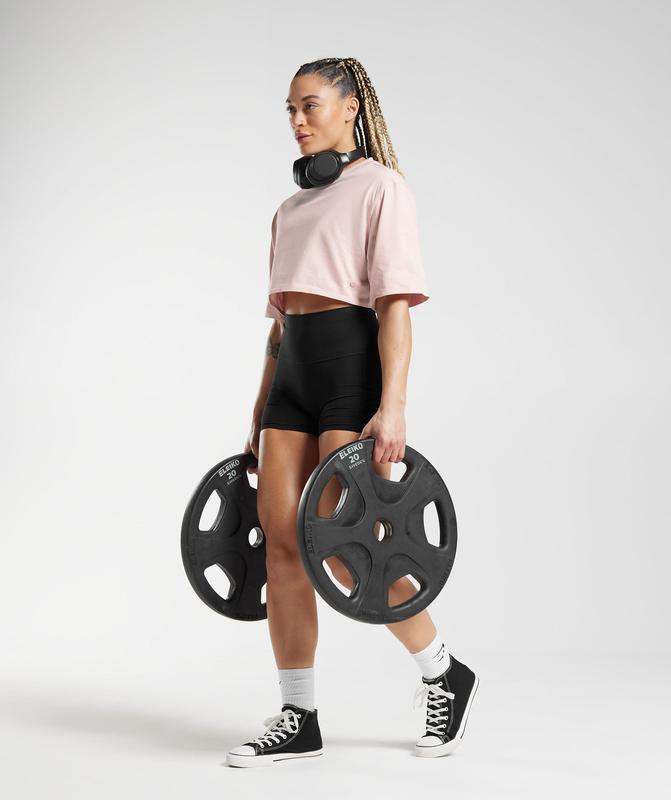 Gymshark Cotton Boxy Crop Top Crop Tops Roze | 94FYCWSPN