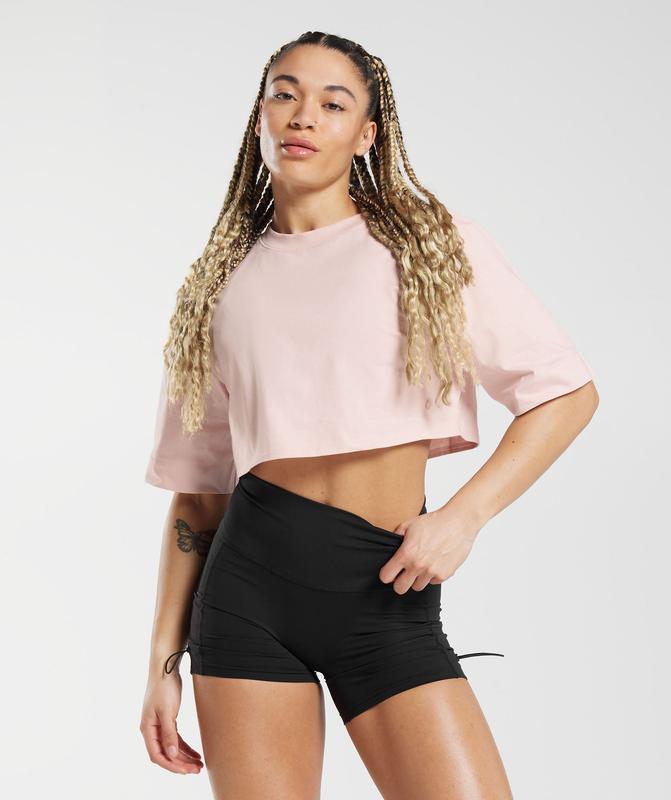 Gymshark Cotton Boxy Crop Top Crop Tops Roze | 94FYCWSPN