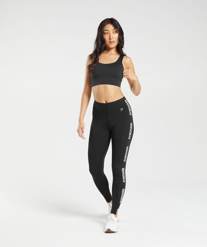 Gymshark Cotton Graphic Tape Leggings Leggings Zwart | 36FVYLQCP