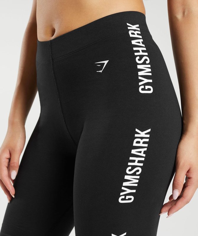 Gymshark Cotton Graphic Tape Leggings Leggings Zwart | 36FVYLQCP