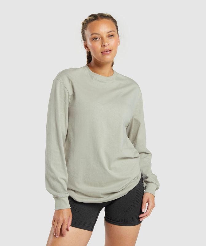 Gymshark Cotton Oversized Long Sleeve Top Long Sleeve Top Grijs | 23YBRISWD