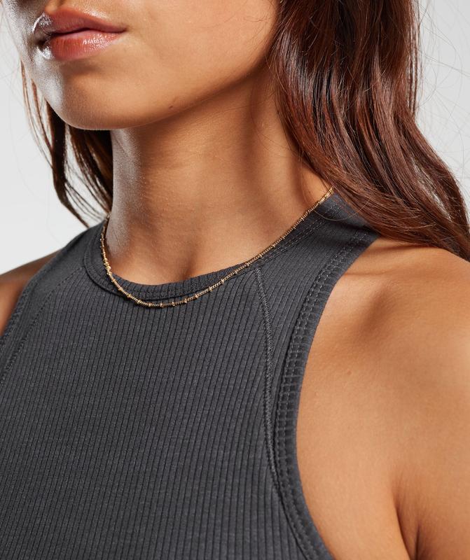 Gymshark Cotton Rib Midi Tank Tanktop Grijs | 21WCVJYNH