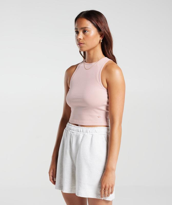 Gymshark Cotton Rib Midi Tank Tanktop Roze | 31RGILSAV