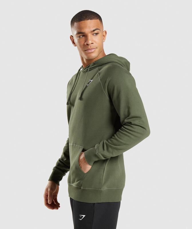 Gymshark Crest Hoodie Hoodies Olijfgroen | 92GDOPTQF