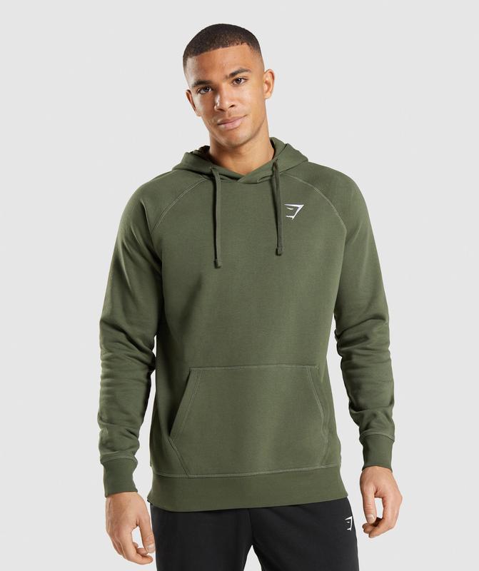 Gymshark Crest Hoodie Hoodies Olijfgroen | 92GDOPTQF