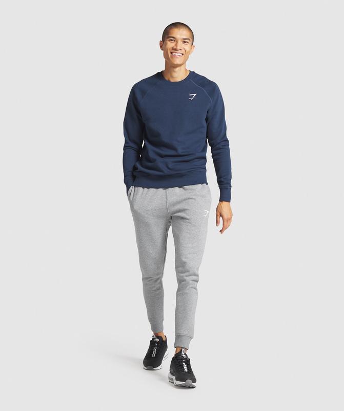 Gymshark Crest Joggers Broek Charcoal Marl | 14OJSMHUC