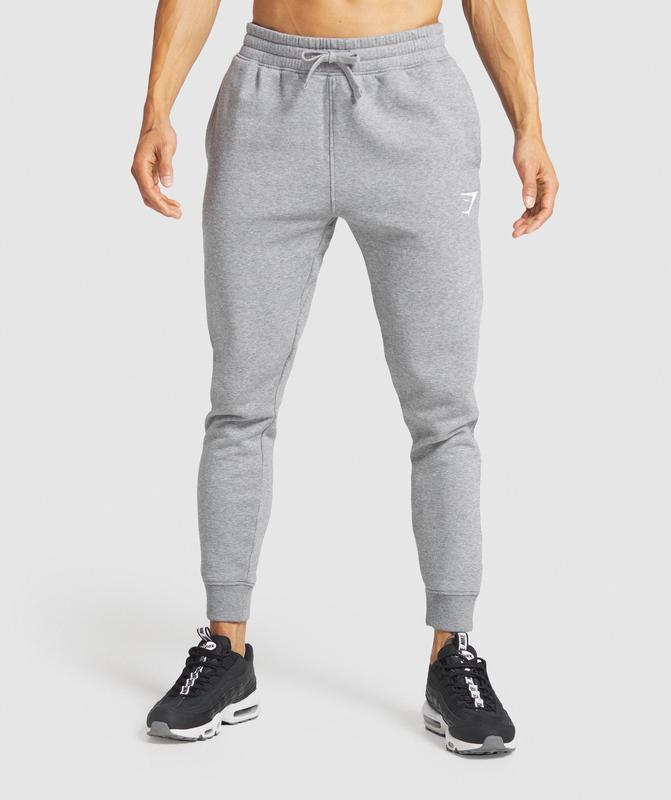 Gymshark Crest Joggers Broek Charcoal Marl | 14OJSMHUC