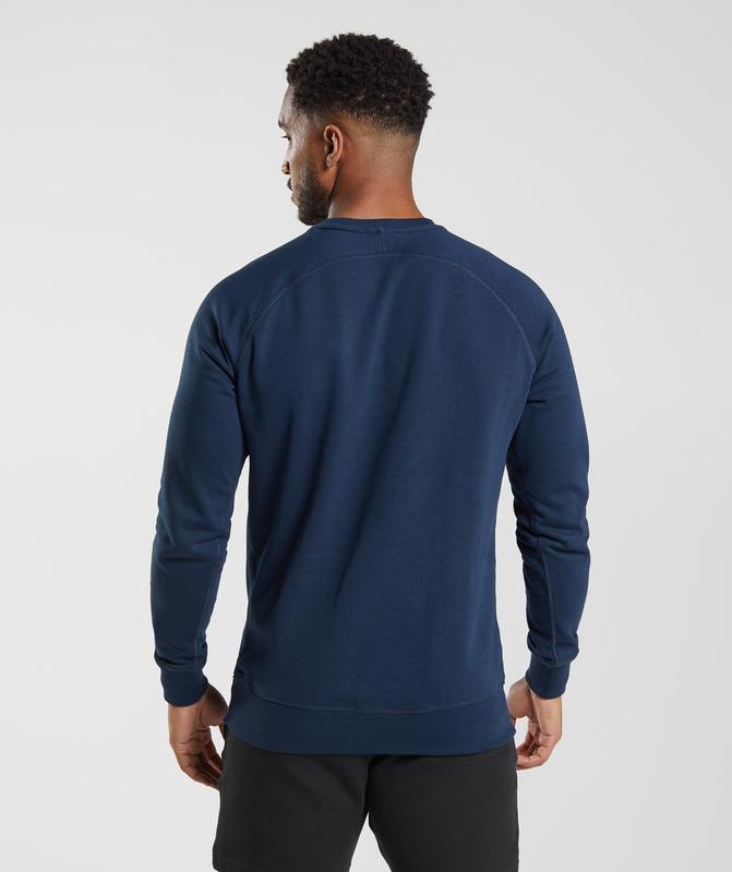 Gymshark Crest Sweatshirt Pullovers Donkerblauw | 45GDCOXWS