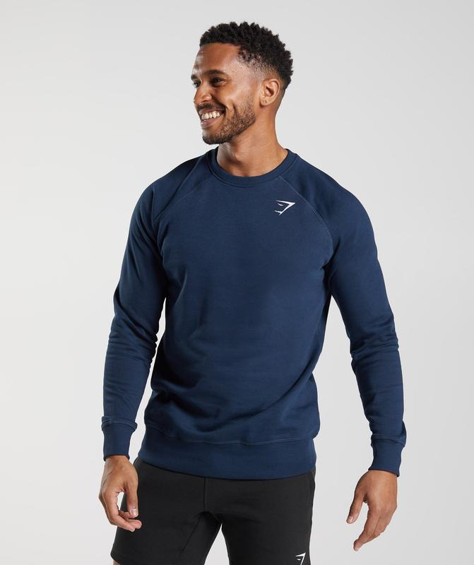 Gymshark Crest Sweatshirt Pullovers Donkerblauw | 45GDCOXWS