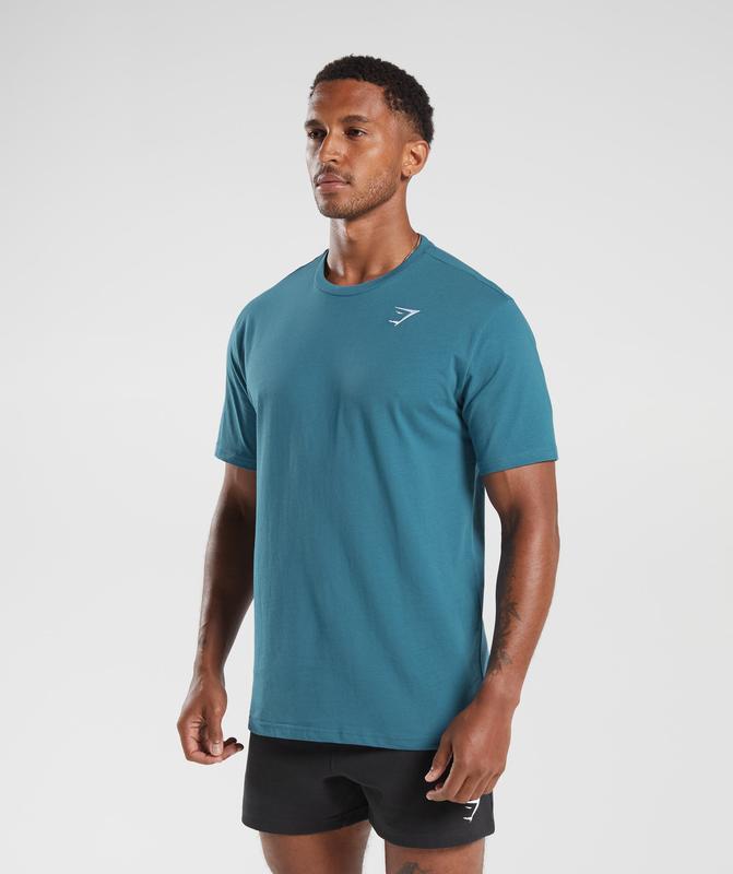 Gymshark Crest T-Shirt T-Shirts Blauw | 41WZQUHMA