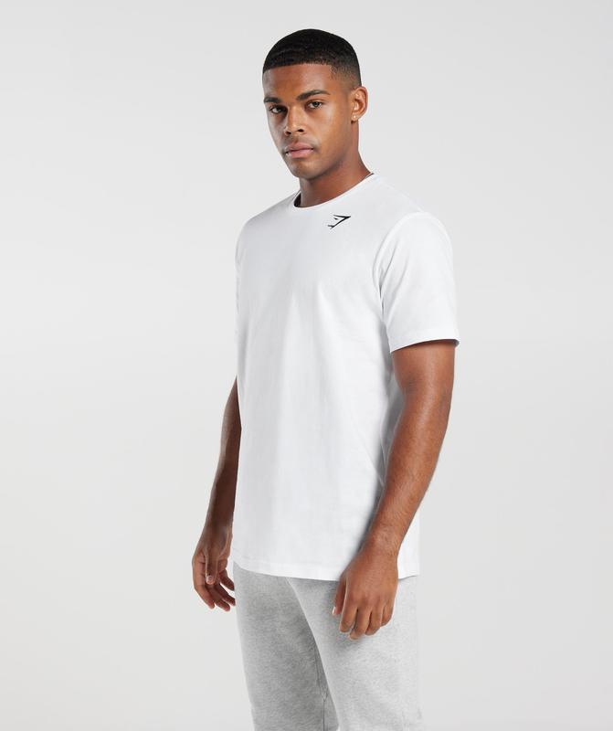 Gymshark Crest T-Shirt T-Shirts Wit | 10ZQMTRCN