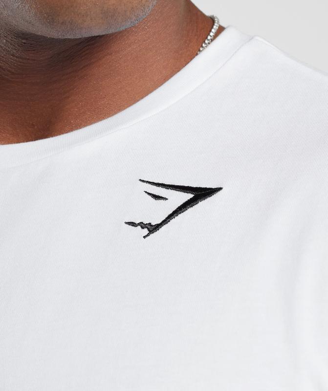 Gymshark Crest T-Shirt T-Shirts Wit | 10ZQMTRCN