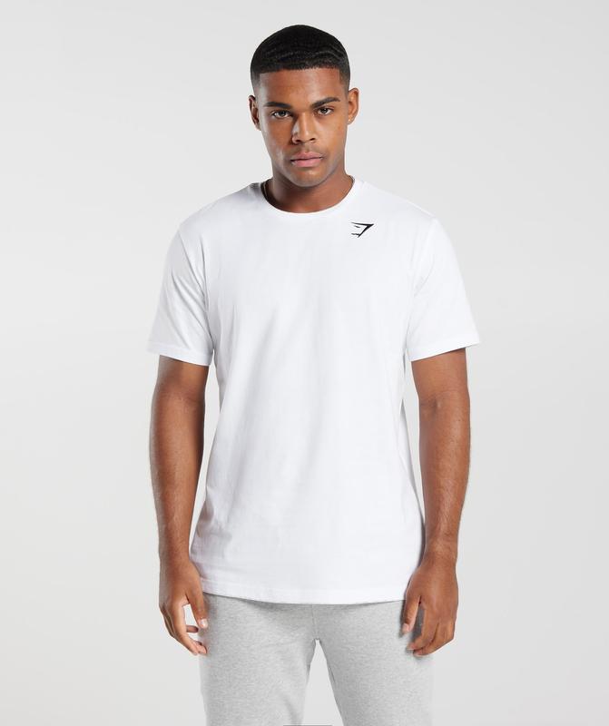 Gymshark Crest T-Shirt T-Shirts Wit | 10ZQMTRCN