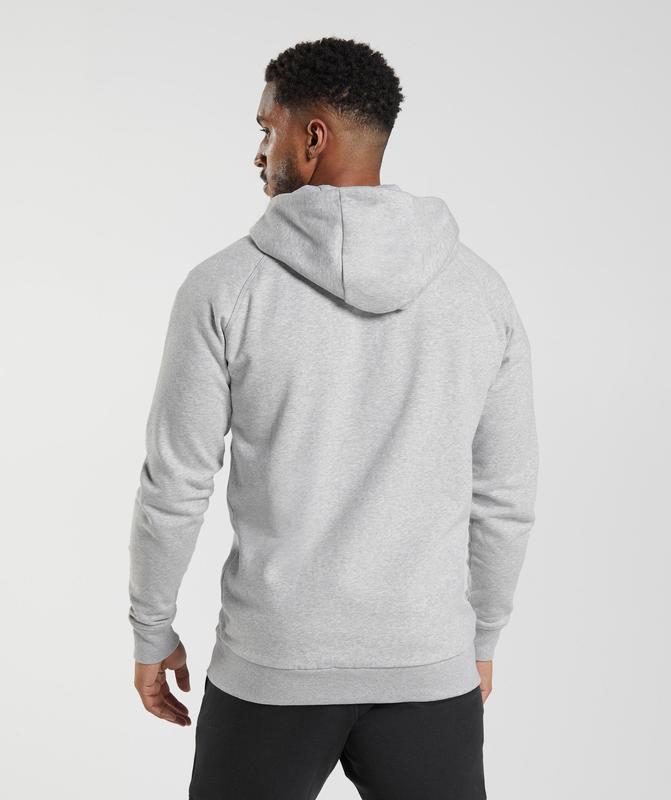 Gymshark Crest Zip Up Hoodie Hoodies Lichtgrijs | 05LFXHQID