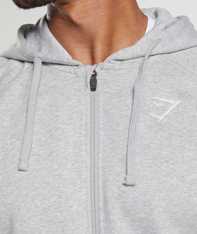 Gymshark Crest Zip Up Hoodie Hoodies Lichtgrijs | 05LFXHQID