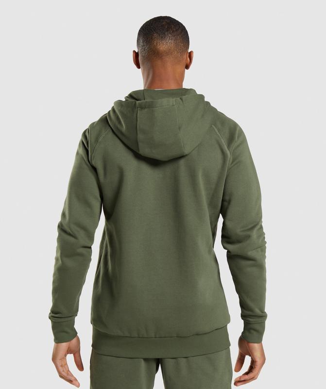 Gymshark Crest Zip Up Hoodie Hoodies Olijfgroen | 06FYZRAKD