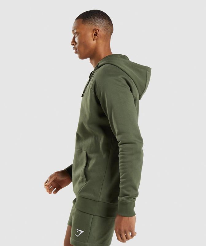 Gymshark Crest Zip Up Hoodie Hoodies Olijfgroen | 06FYZRAKD