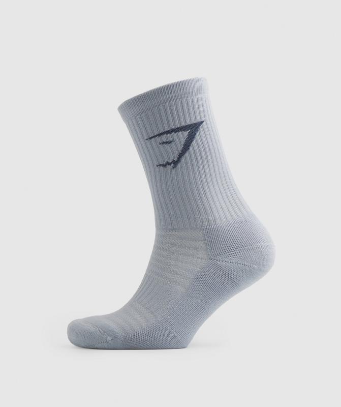 Gymshark Crew Socks 3pk Sokken Green/Grey/Blue | 47GQSKEVD