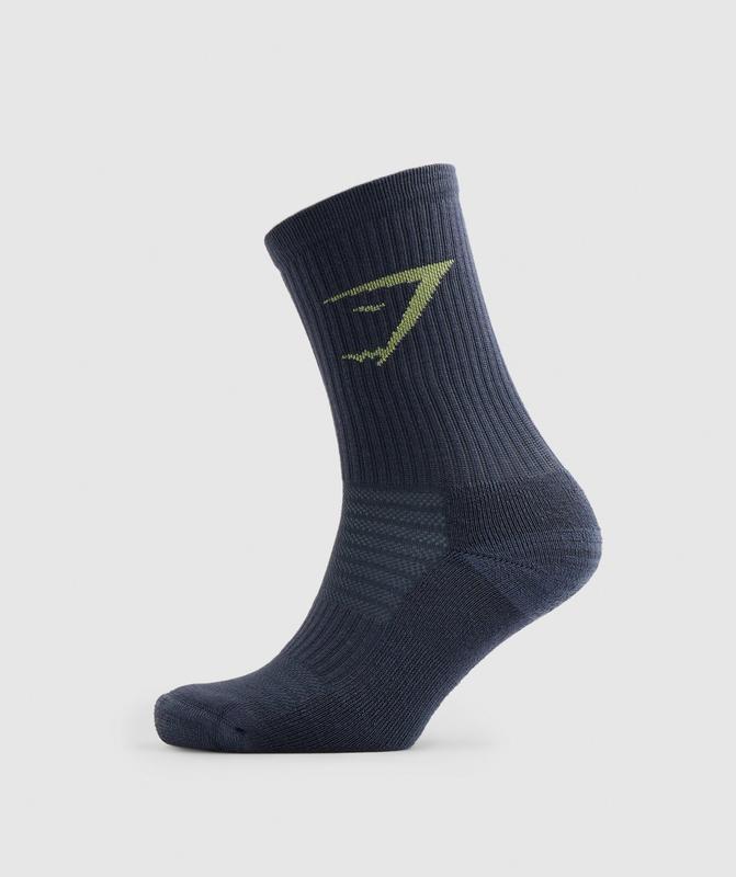 Gymshark Crew Socks 3pk Sokken Green/Grey/Blue | 47GQSKEVD