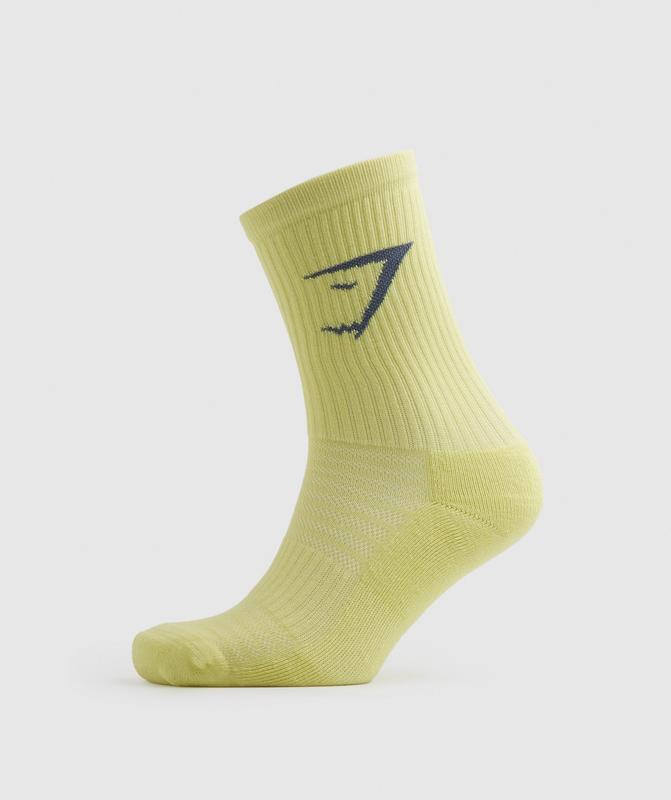 Gymshark Crew Socks 3pk Sokken Green/Grey/Blue | 23MUVZJQD