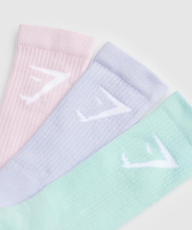 Gymshark Crew Socks 3pk Sokken Roze | 16TAKPRXZ