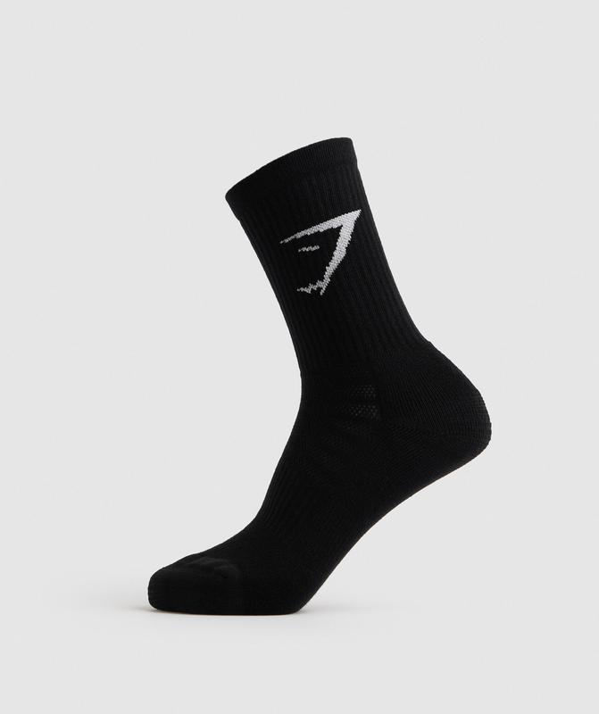 Gymshark Crew Socks 3pk Sokken Zwart | 41XGQBMJS