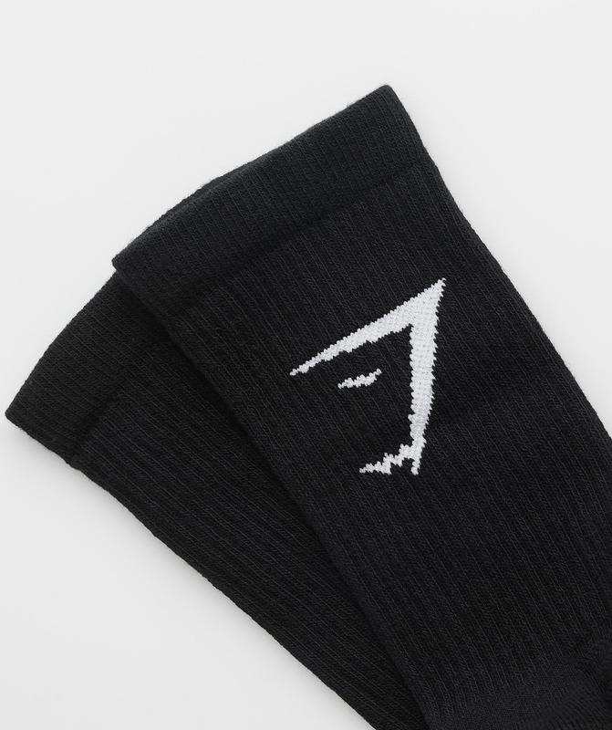 Gymshark Crew Socks 3pk Sokken Zwart | 41XGQBMJS