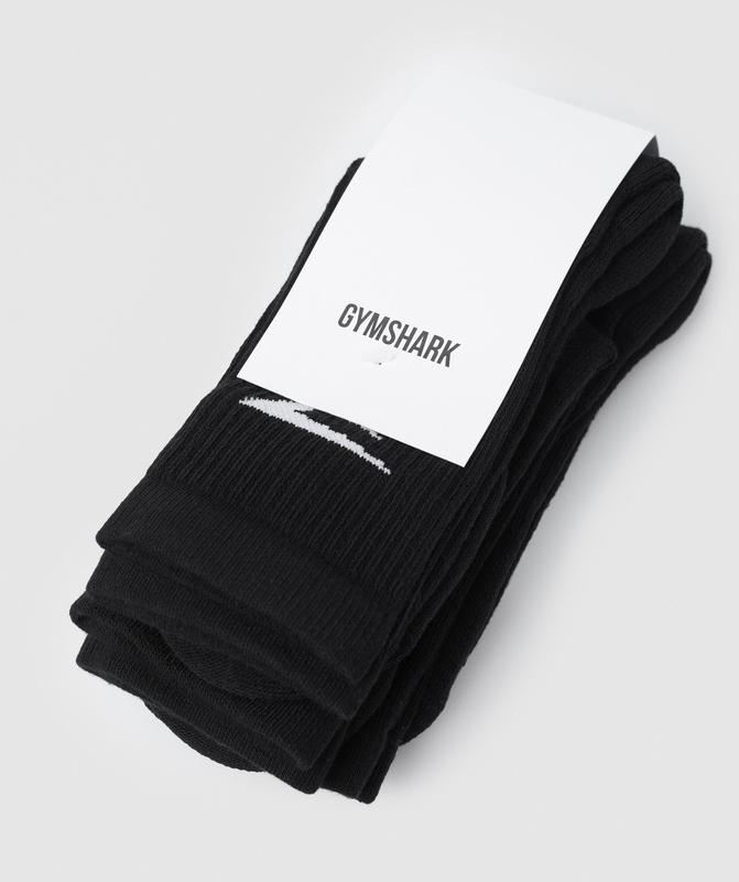 Gymshark Crew Socks 3pk Sokken Zwart | 41XGQBMJS