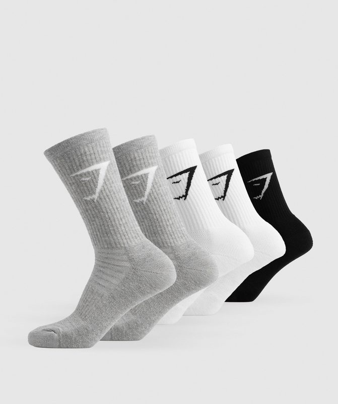 Gymshark Crew Socks 5pk Sokken Grijs | 29ZCNXGVE