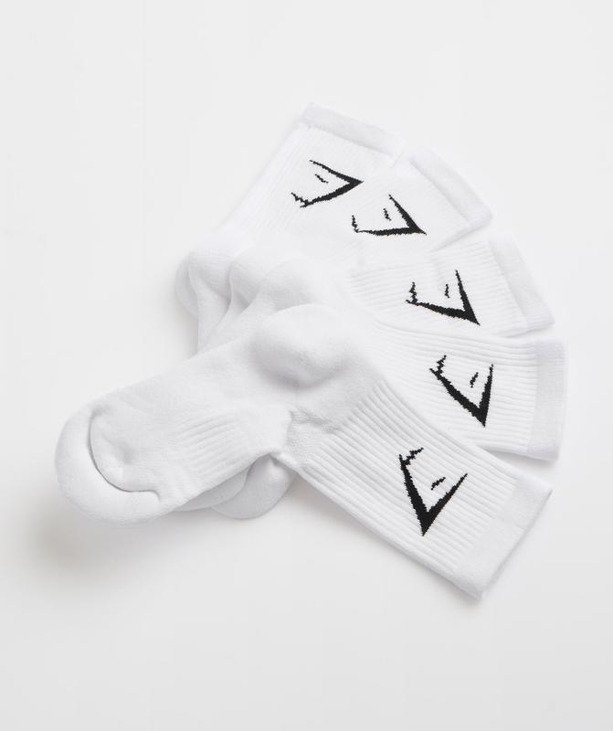 Gymshark Crew Socks 5pk Sokken Wit | 45FZKJGRL