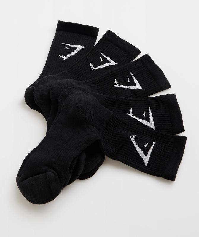 Gymshark Crew Socks 5pk Sokken Zwart | 20DCUPLIV