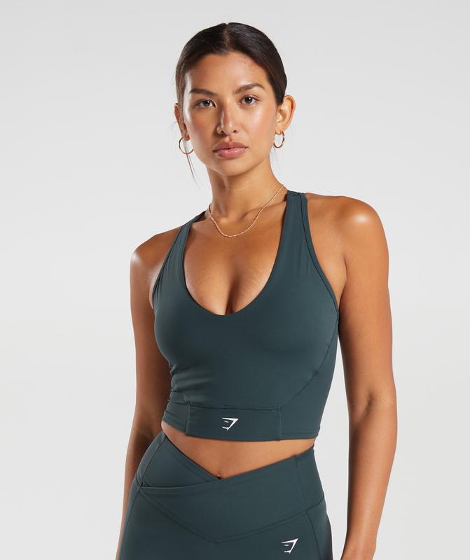 Gymshark Crop Mesh Tank Tanktop Darkest Teal | 38IRZFHEM